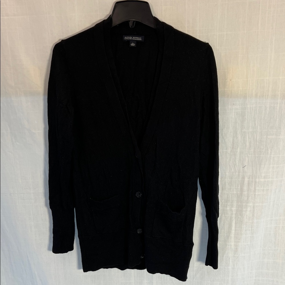 Banana Republic Black Italian Merino Knit Cardigan Tunic